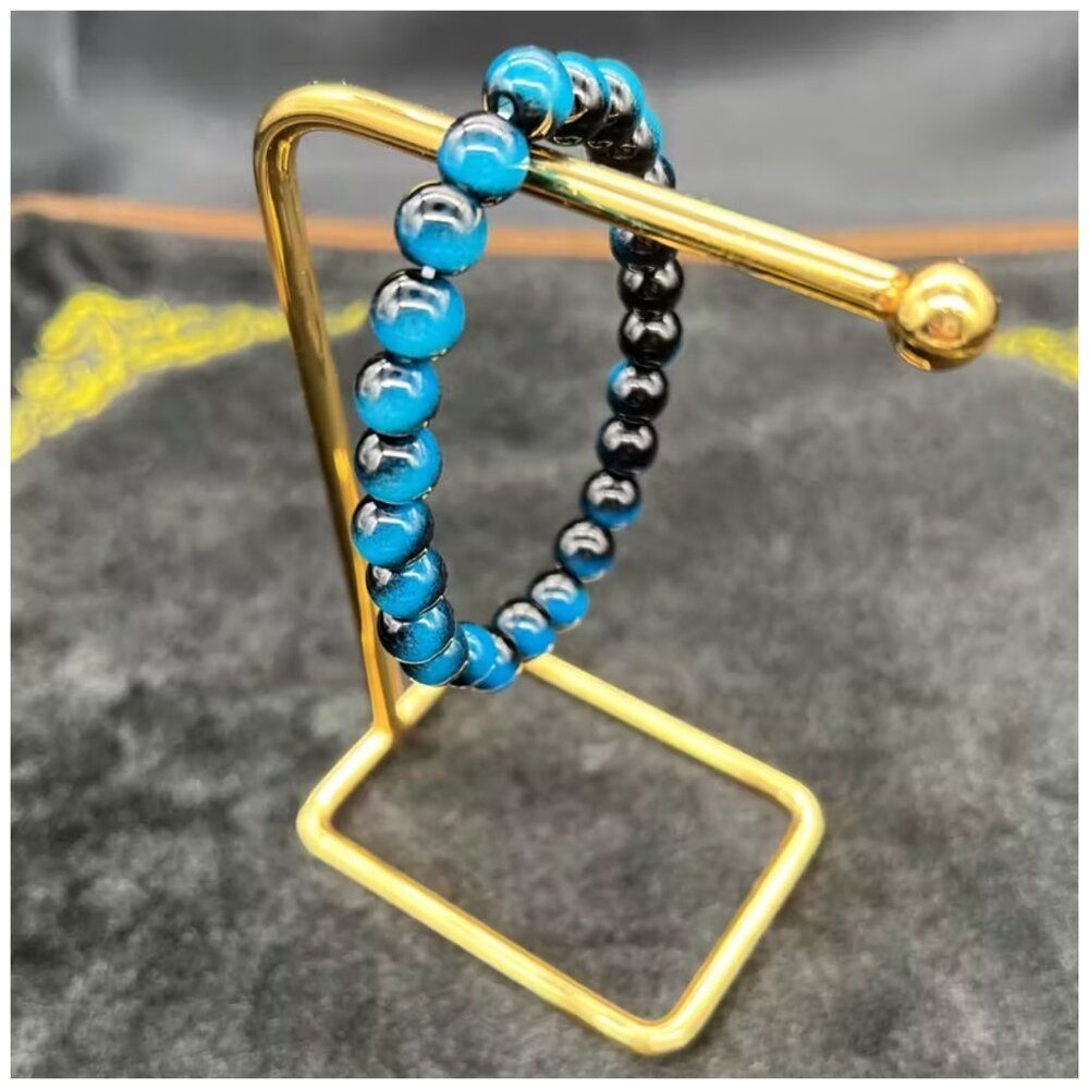 Bohemian Bracelet Blue Tiger Eyes Bead Stretch Bracelet Wealth & Prosperity 8mm